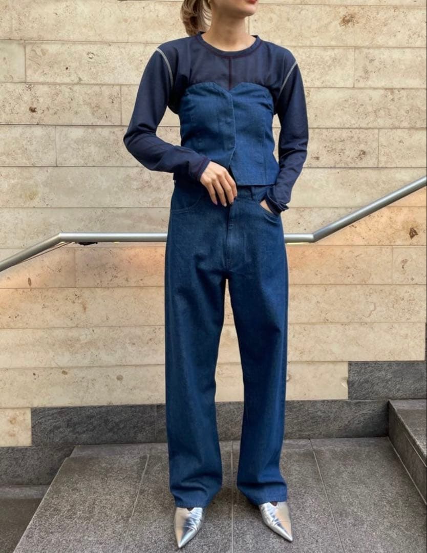 今期完売品　6(ROKU)デニム ビスチェ オールインワン　38