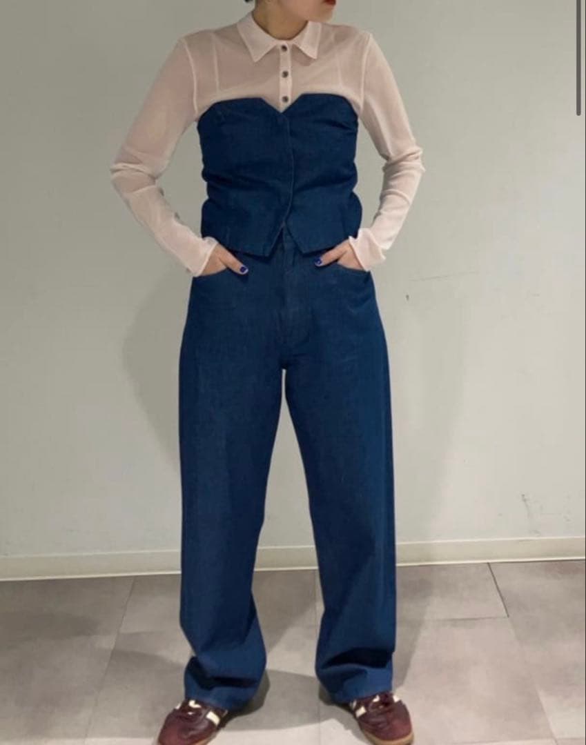 今期完売品　6(ROKU)デニム ビスチェ オールインワン　38