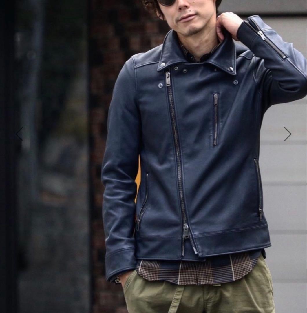 ジュンハシモト　レザーライダースジャケット　ダブルライダース