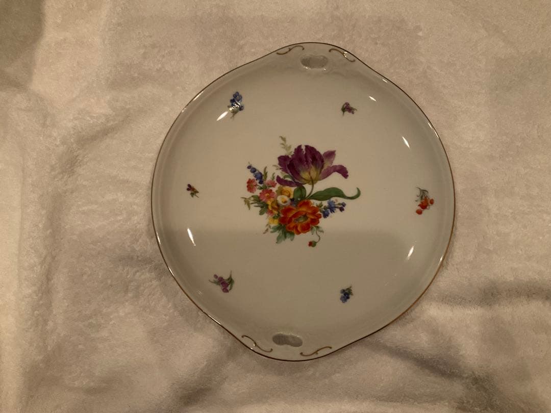ドイツフェルステンベルグ花柄持ち手付き皿