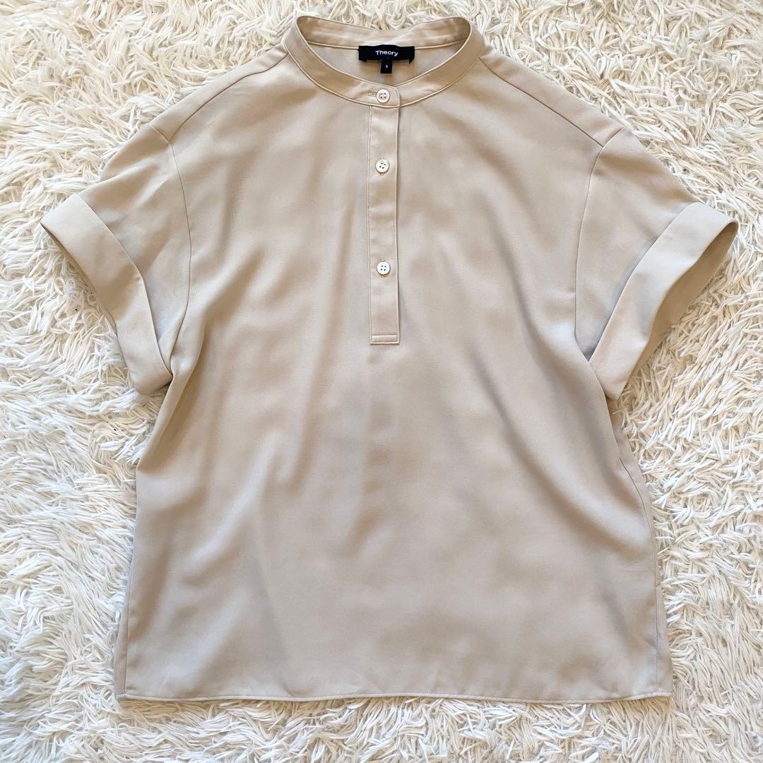 美品 Theory 24SS PRIME GGT スタンドカラーブラウス