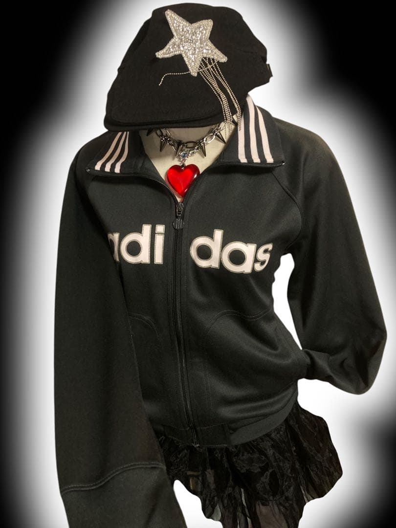 レアカラー3本線 adidasラメトラックジャケットy2kフェアリーグランジ古着