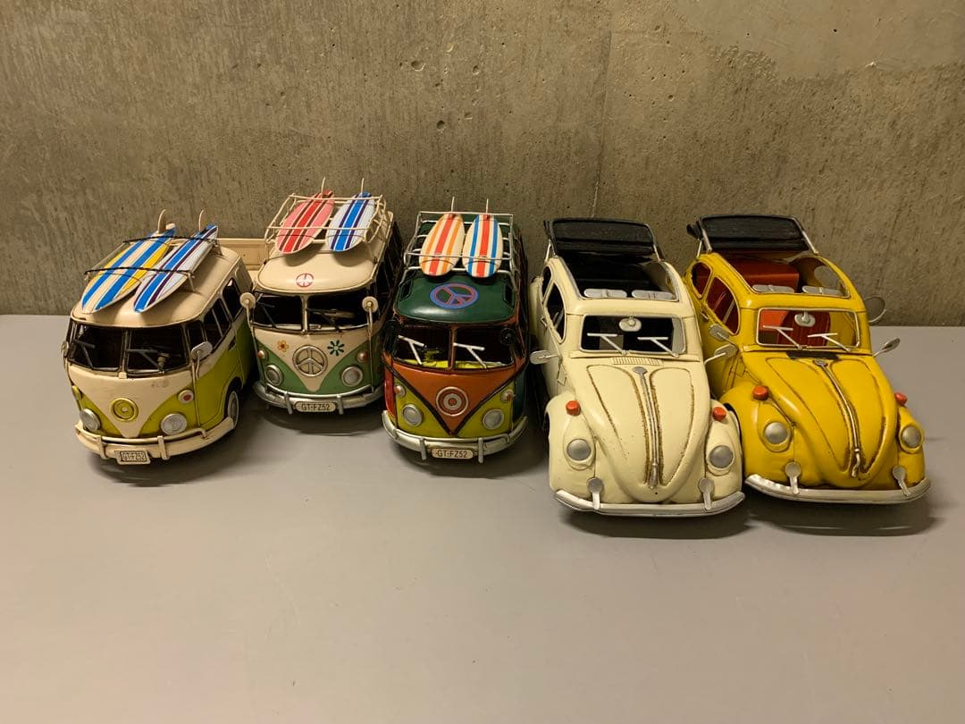 ビンテージ風ブリキミニチュアカー 5台セット