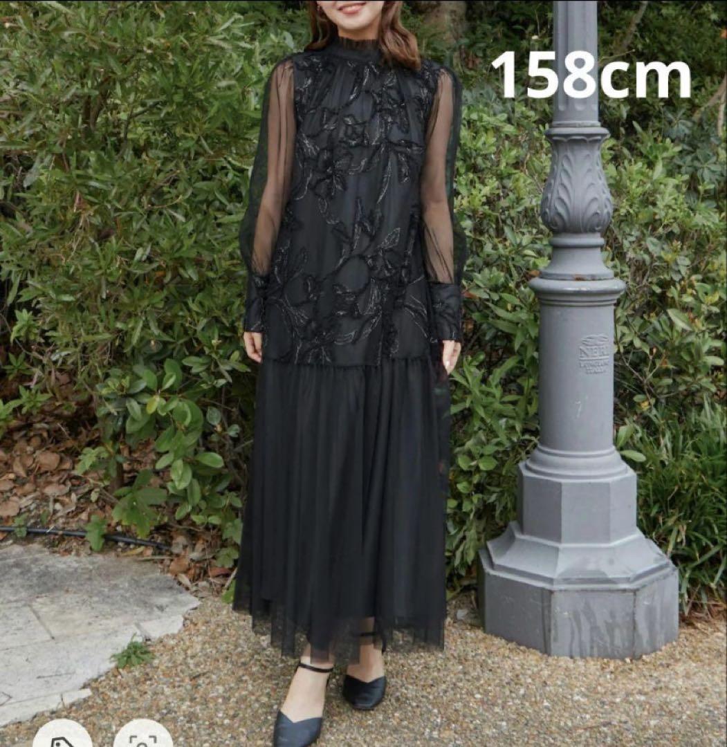 最終価格‼️フェザーフラワーチュールドレス 黒ブラック S オケージョンドレス