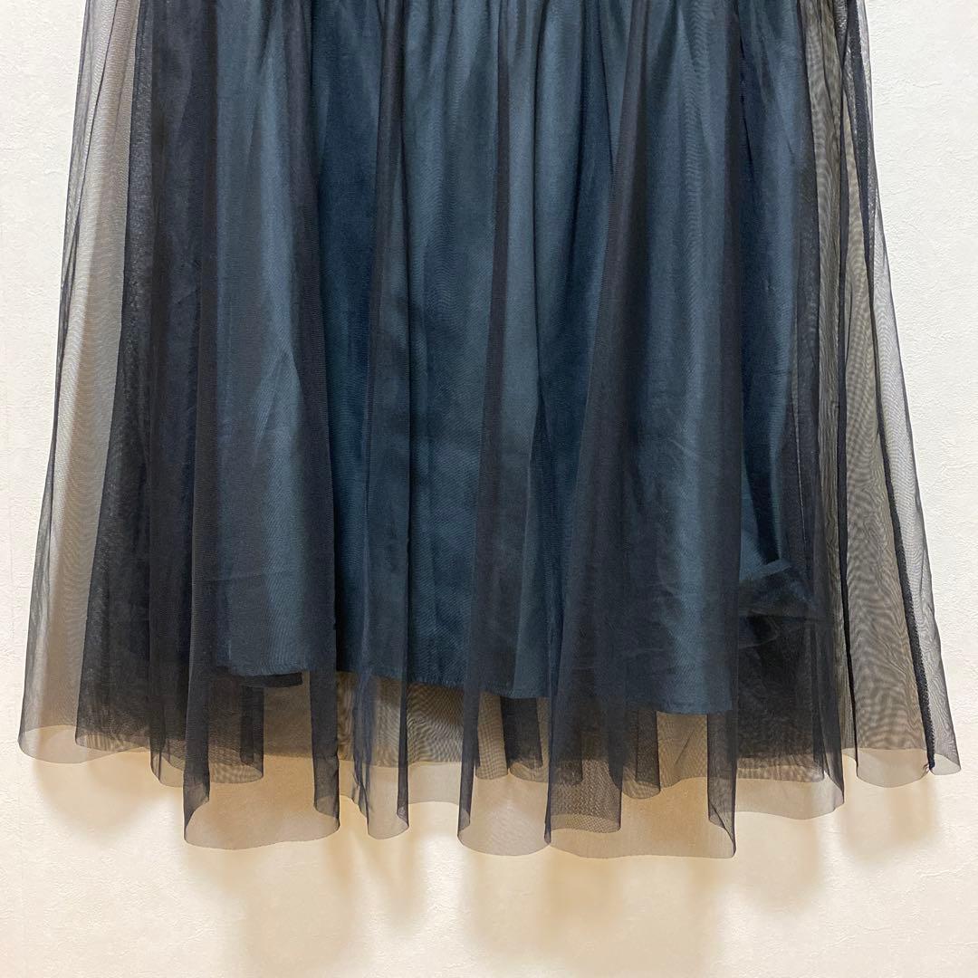 最終価格‼️フェザーフラワーチュールドレス 黒ブラック S オケージョンドレス