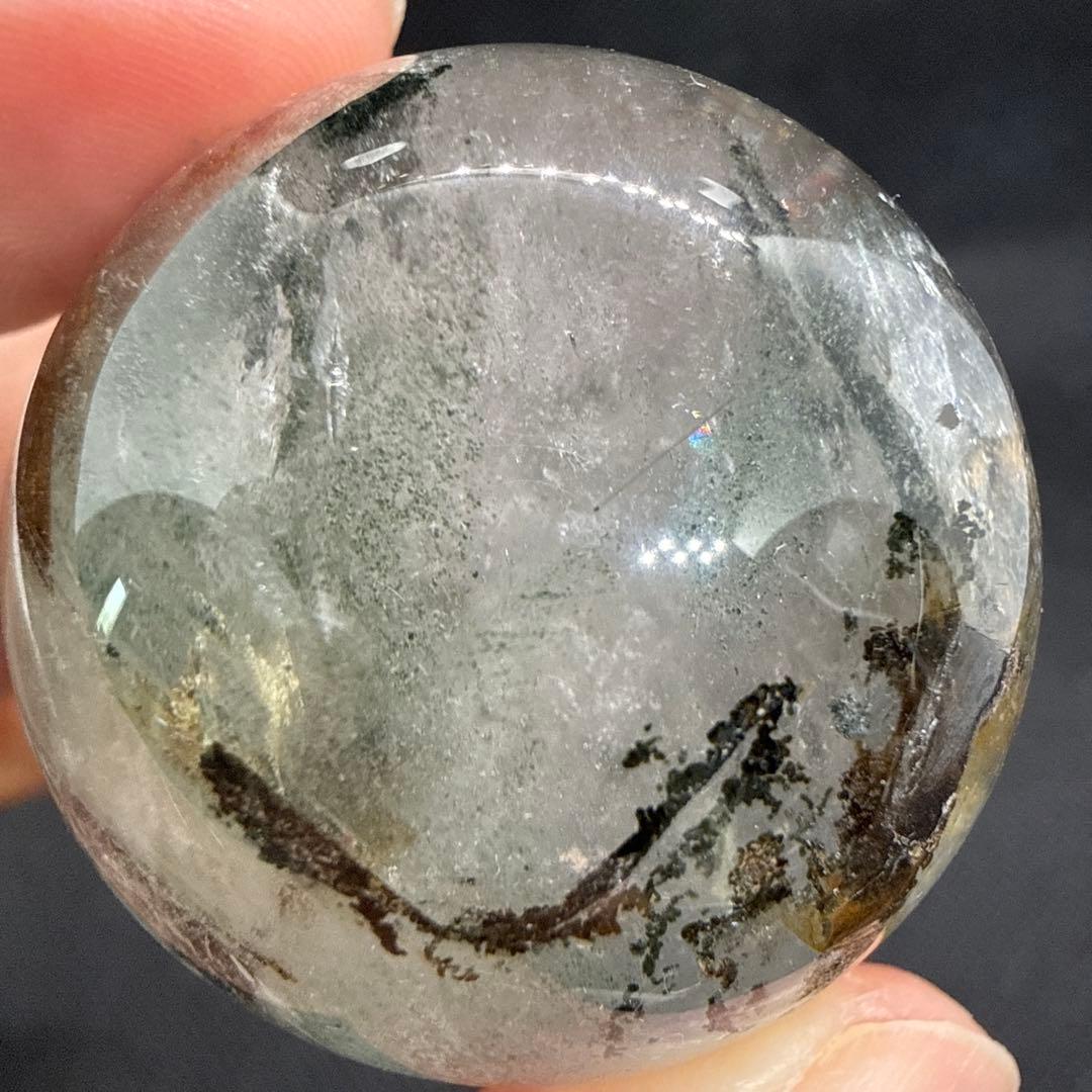 ルチル×クォーツインガーデンクォーツ　スフィア【ファントム、虹】ランダム台座付き