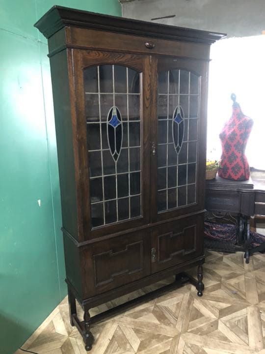 ステンドガラス 三越家具 扉 キャビネット アンティーク インテリア ビンテージ