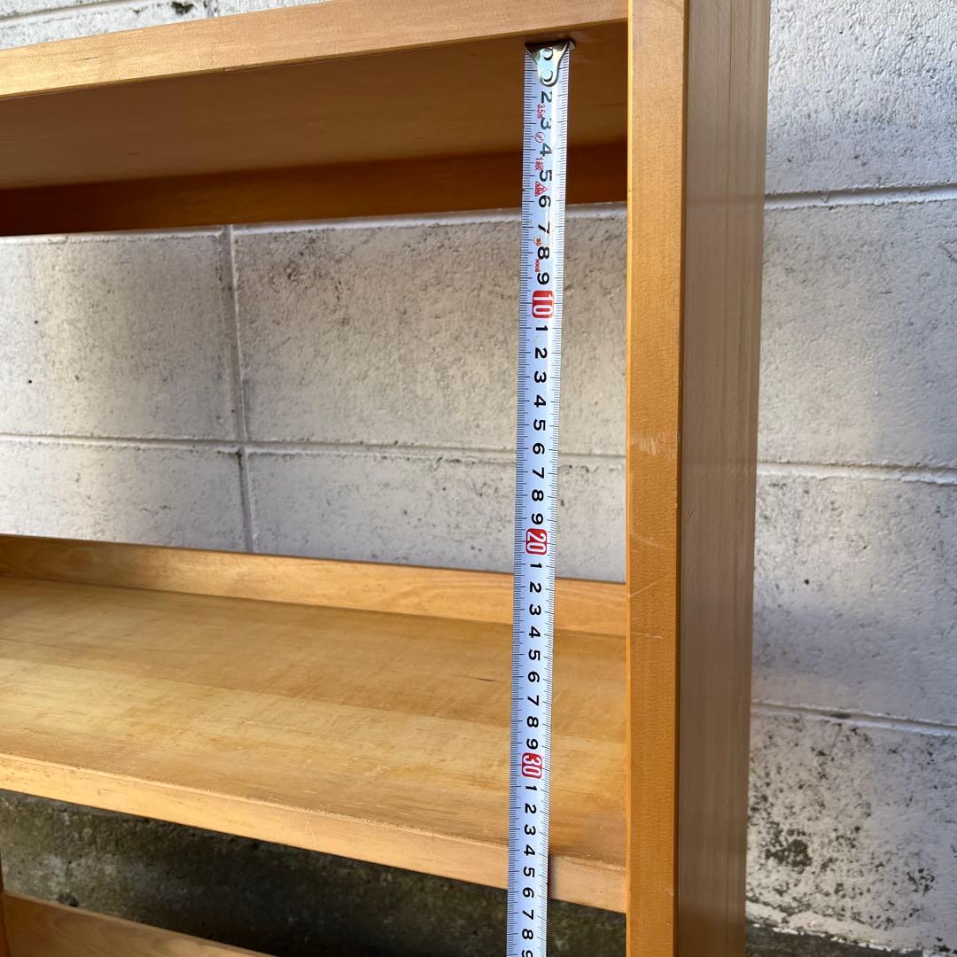 古家具ビンテージ品◾️木製無垢材 三段 ブックシェルフ 本棚 レコードラック