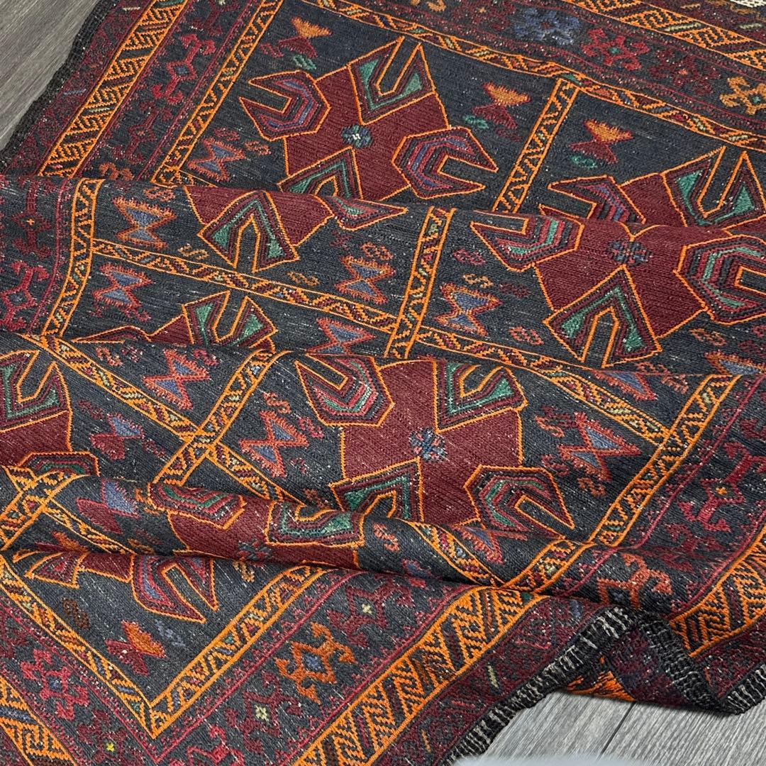 手織りキリムユニークデザインヴィンテージ ラグ118cmx191cm