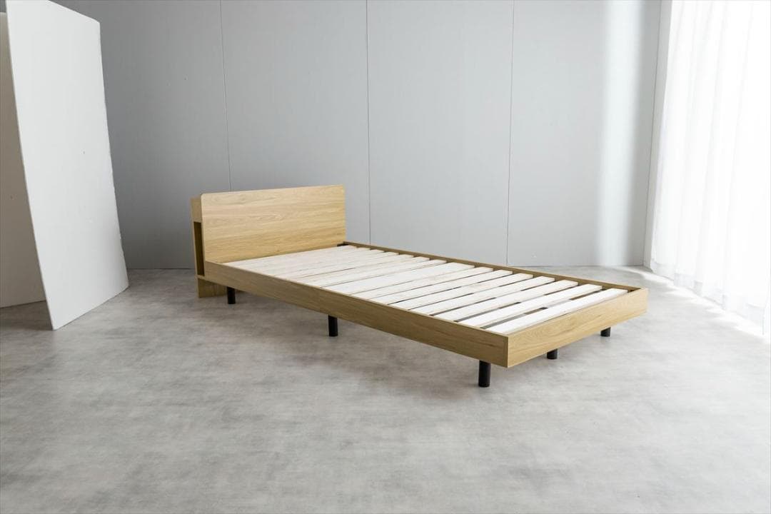 【送料無料】【S】コンセント・宮付きすのこベッド(マットレス付き) 収納 天然木