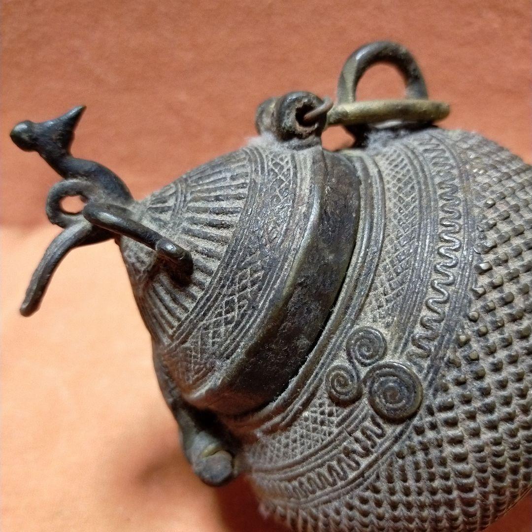 ビンテージ工芸品 Dokula 西ベンガル 置物 香炉 蓋付器アンティークg17