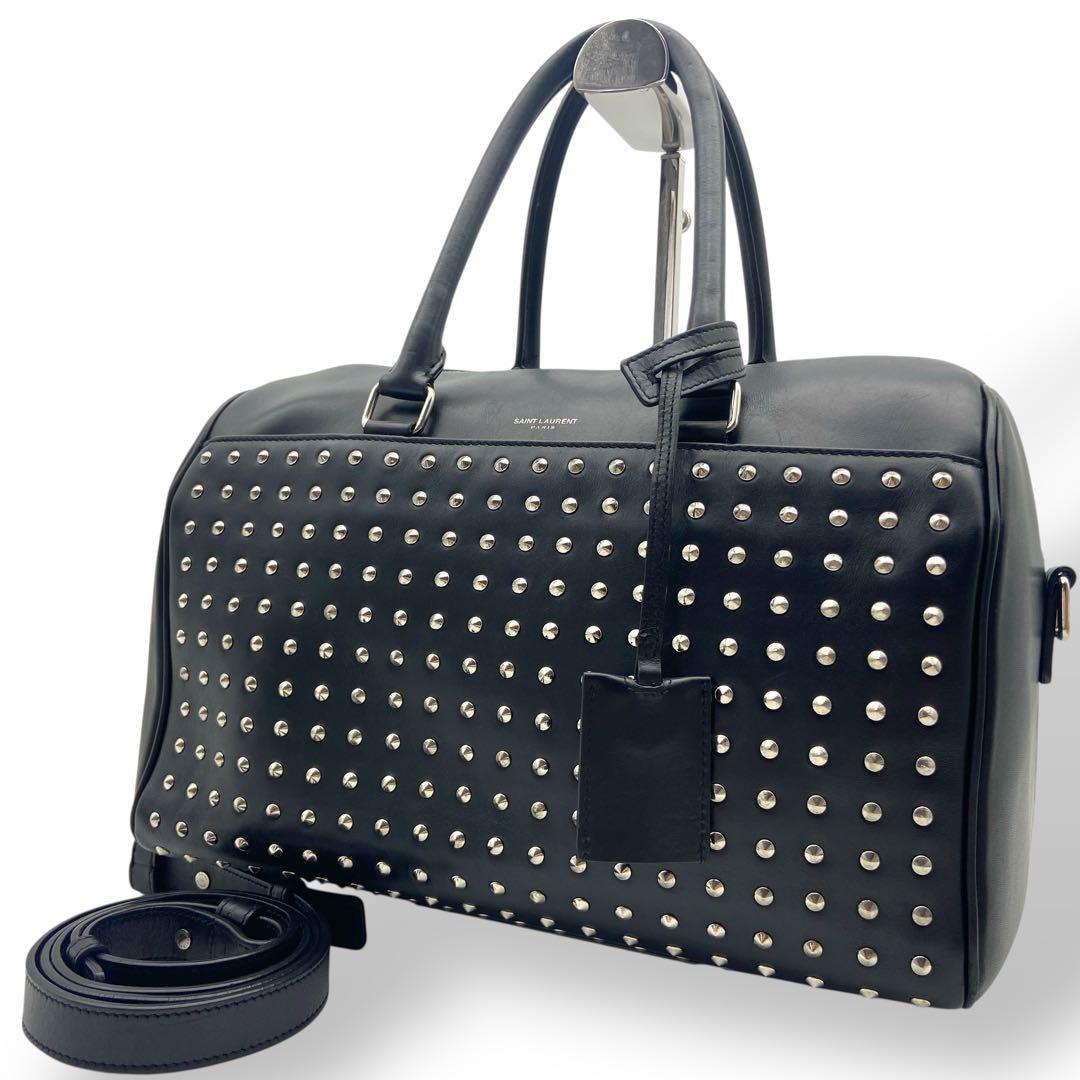 専用 サンローラン ボストンバッグ レザー ベイビーダッフル スタッズ 黒