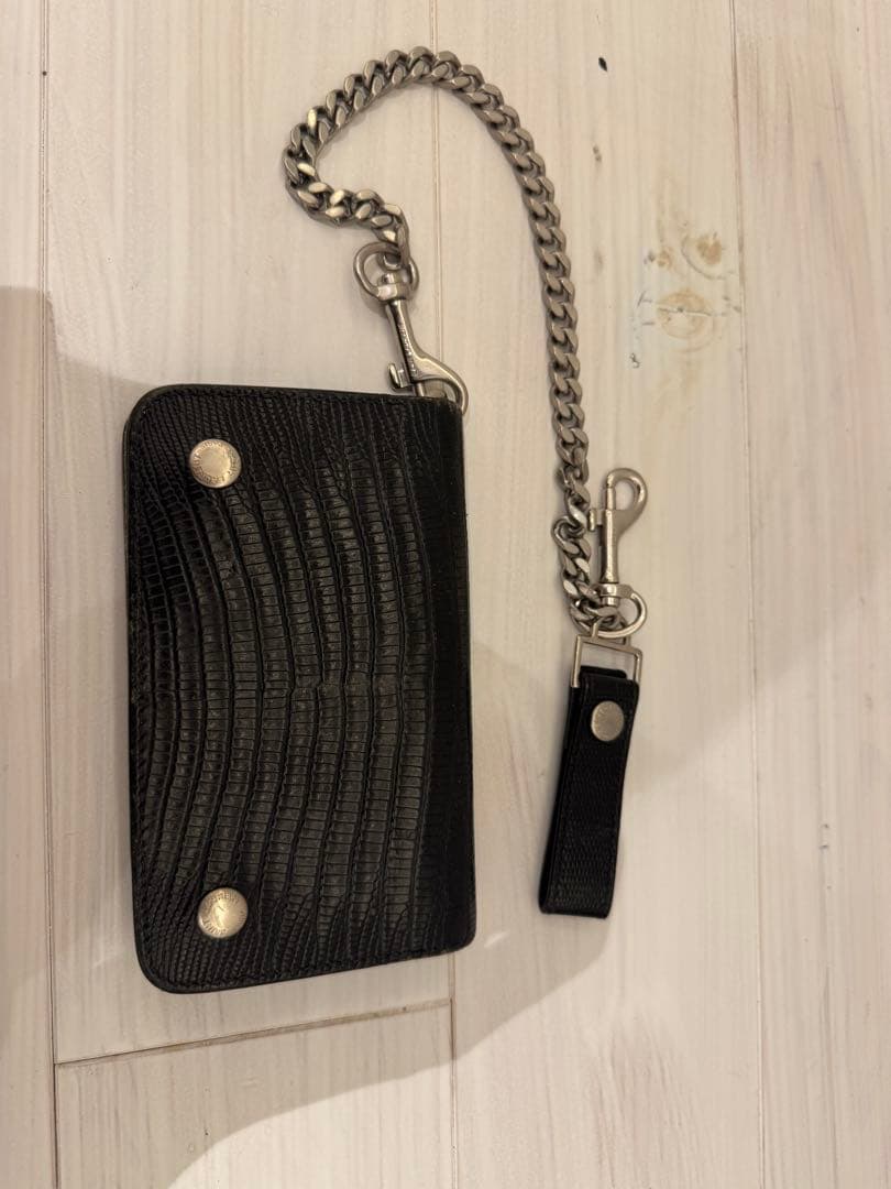 SAINT LAURENT クロコダイル型押し ウォレットチェーン付き