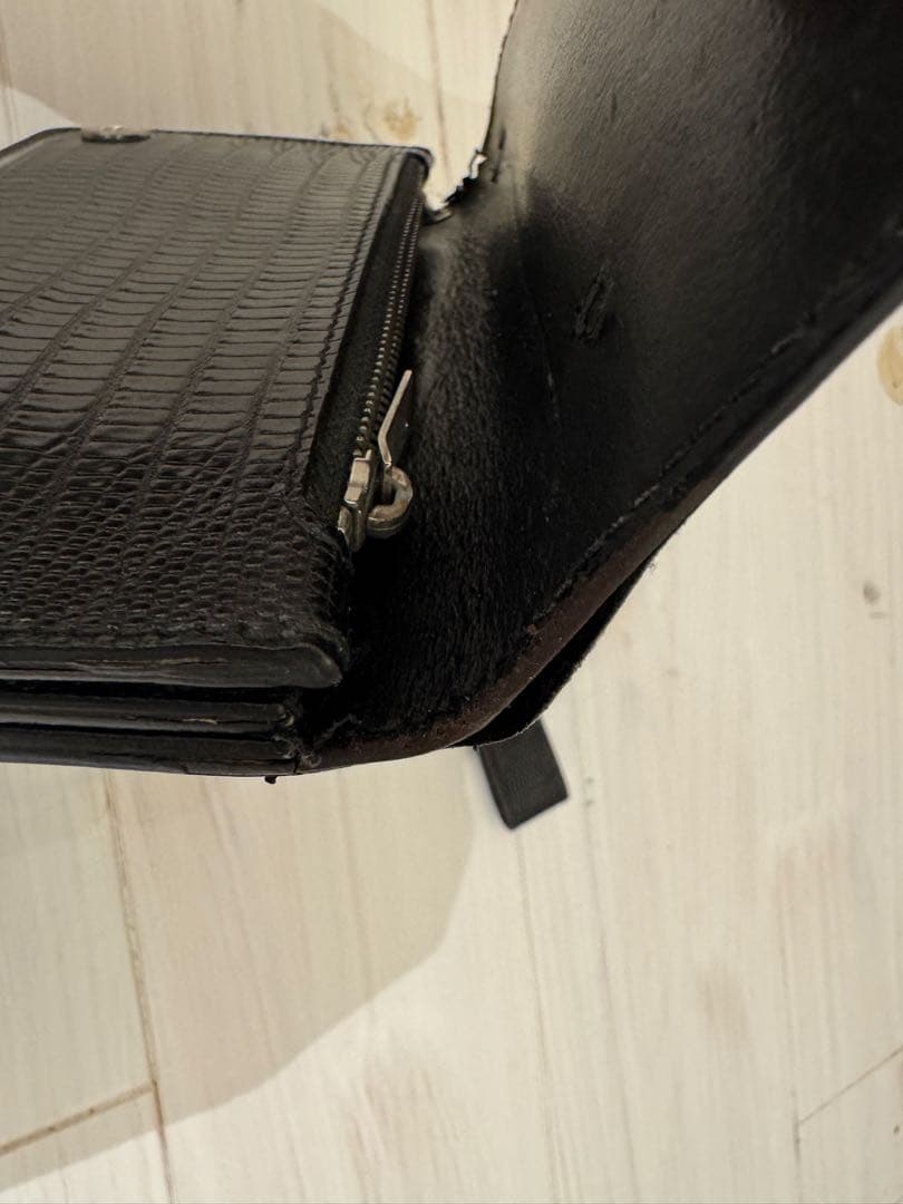 SAINT LAURENT クロコダイル型押し ウォレットチェーン付き