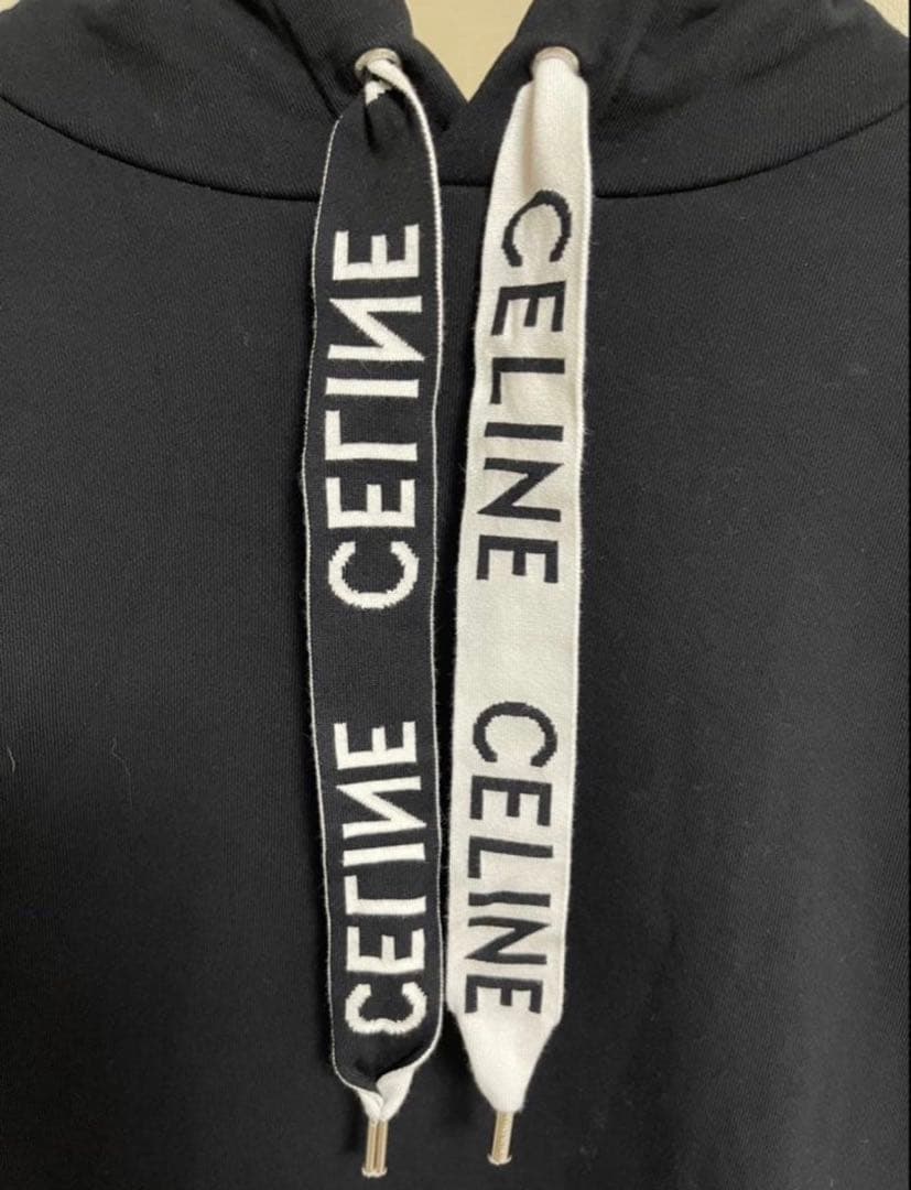 N*y様 CELINE フード付きパーカー 黒 コットン　XL