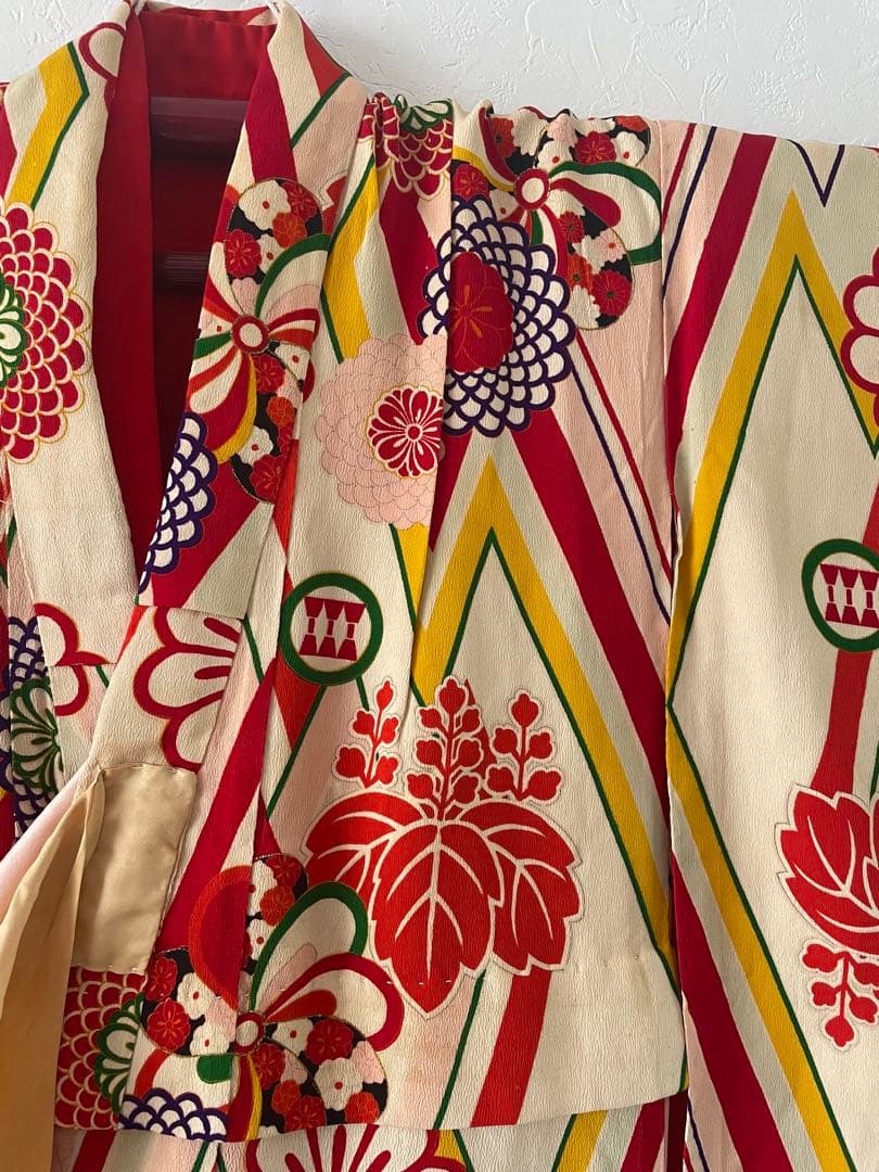 七五三　7歳　アンティークお着物セット　アンティークぽっくり下駄