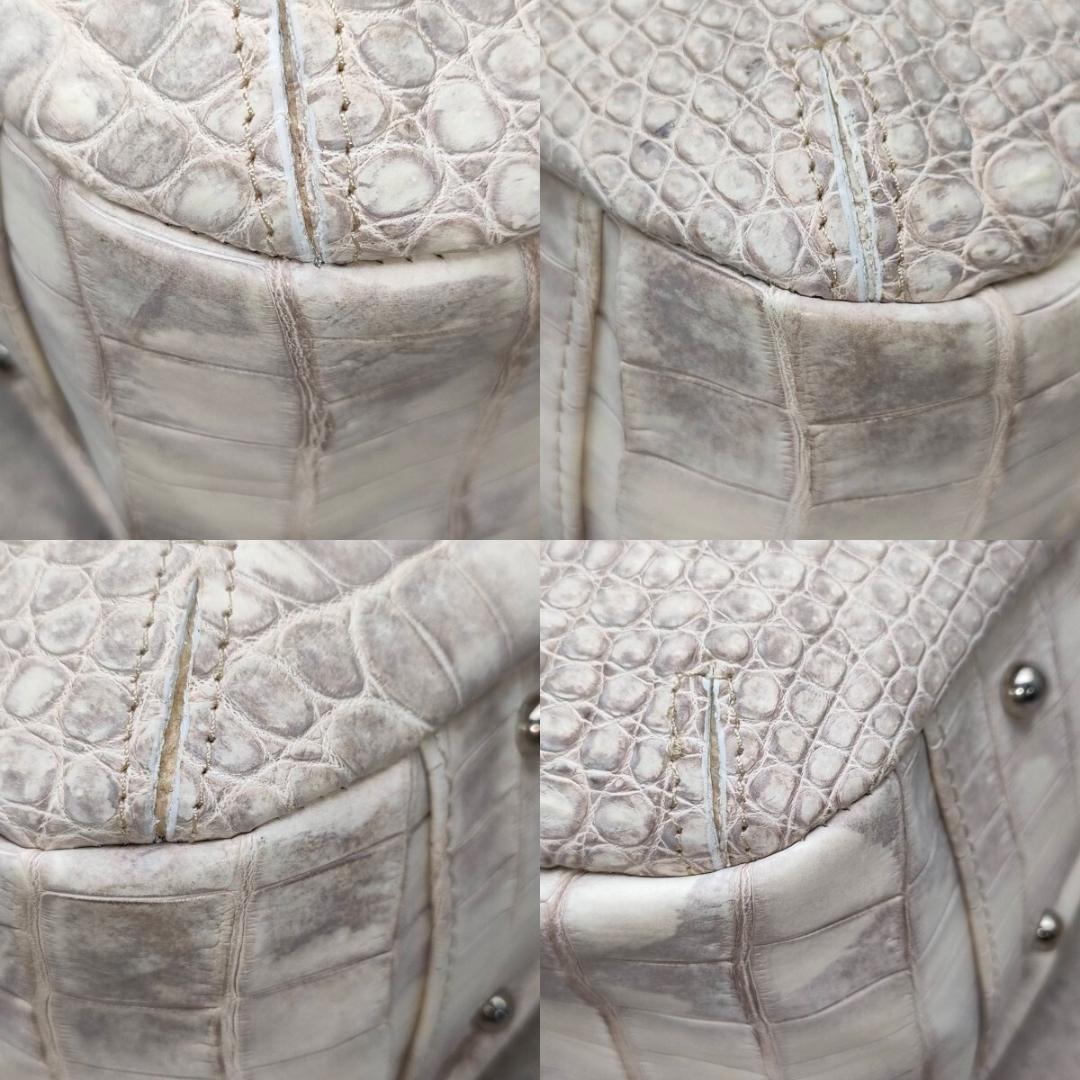 未使用級 ヒマラヤクロコダイル ポロサス 白 トートバッグ A4 リアル JRA