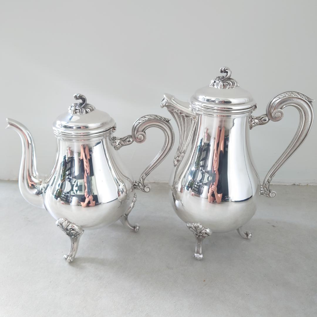 美品 クリストフル マルリー コーヒー ティー シュガー ミルク ポット 4点