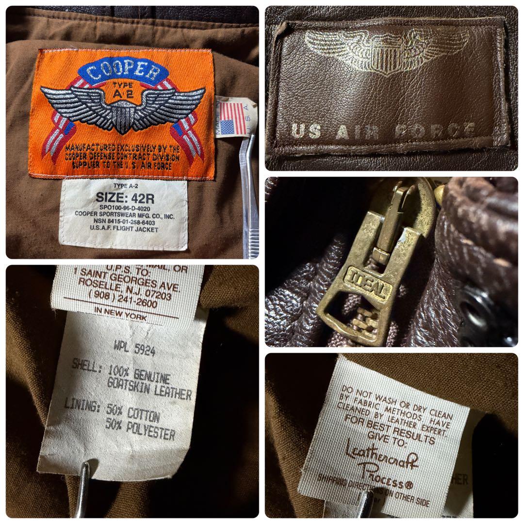 美品■COOPER フライトジャケット　A-2 山羊革　ゴートスキン　42