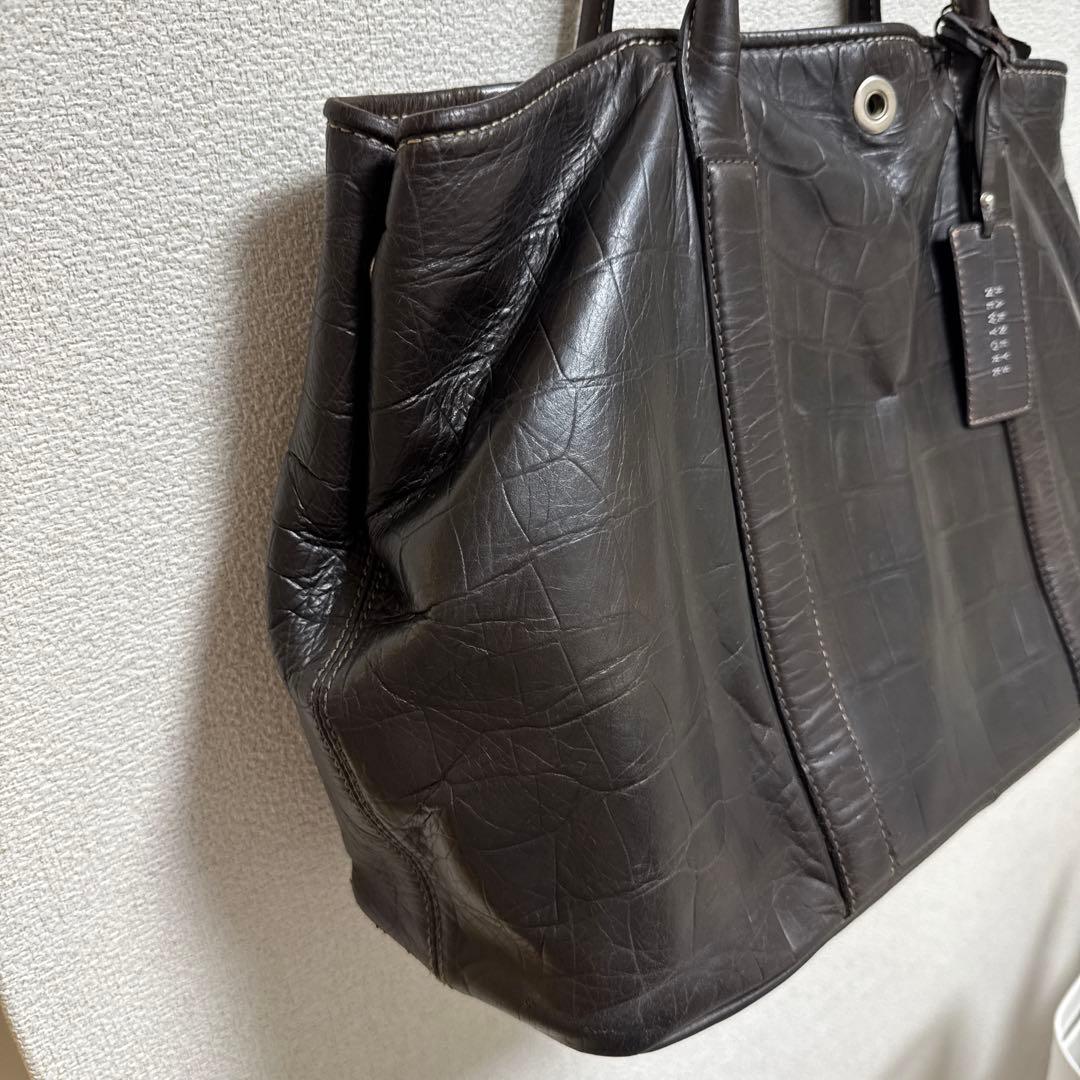 5,000円値下げ！バーニーズニューヨーク トートバッグ クロコ型押し ブラウン