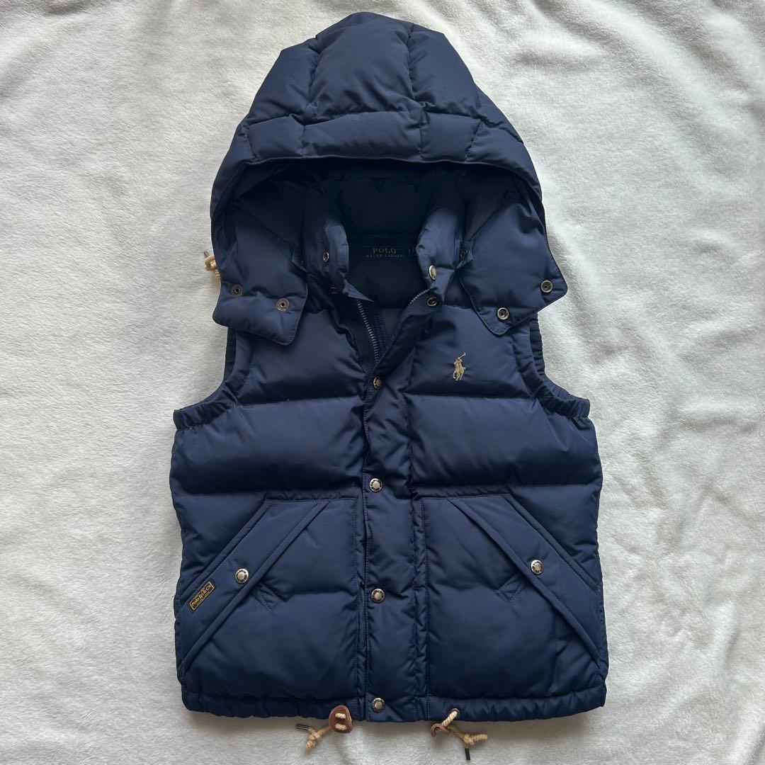 ポロラルフローレン　ダウンベスト　フードつき　ネイビー　ユニセックス　定番