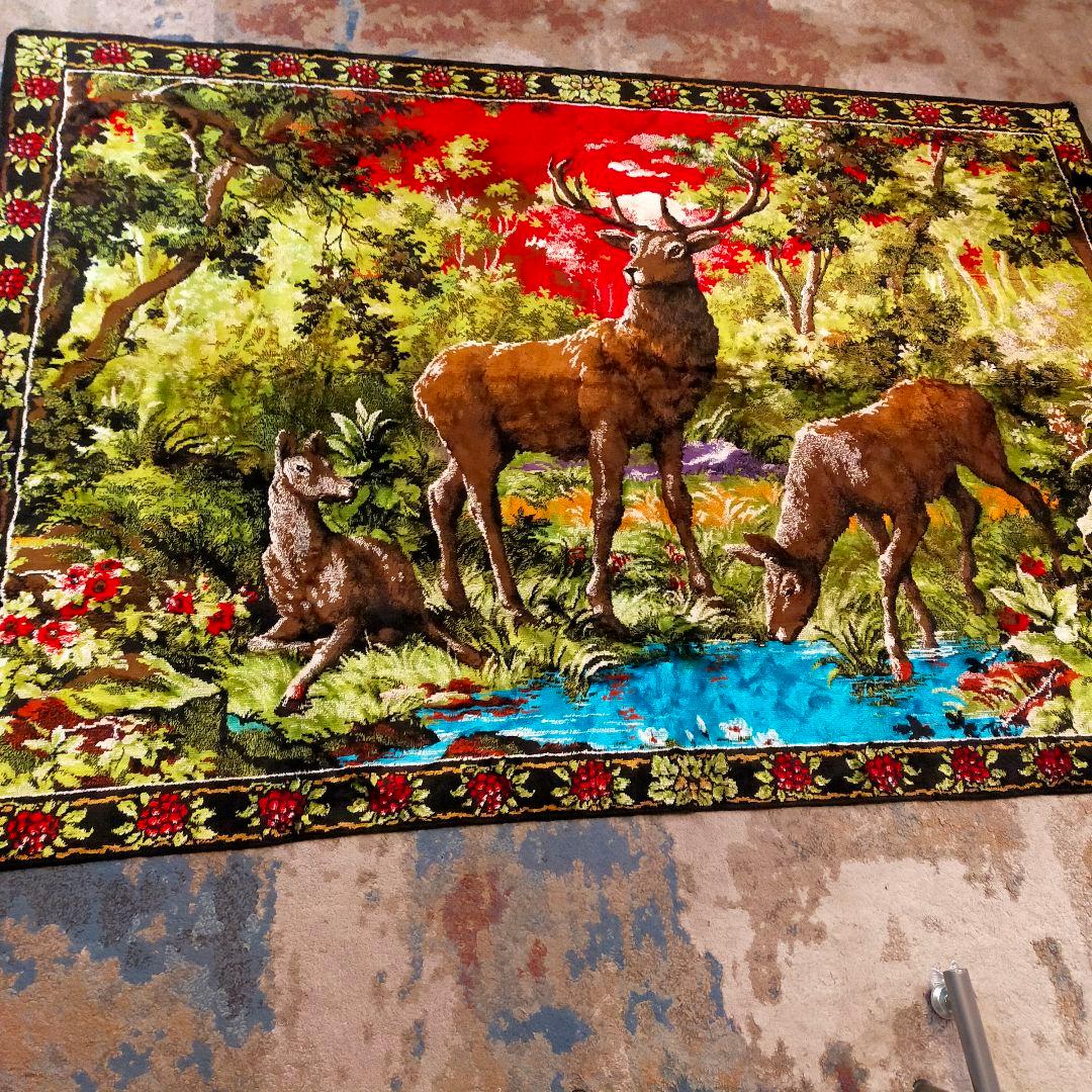 ヴィンテージラグ　マルチカバー　タペストリー　カーペット　ベルベット　アニマル
