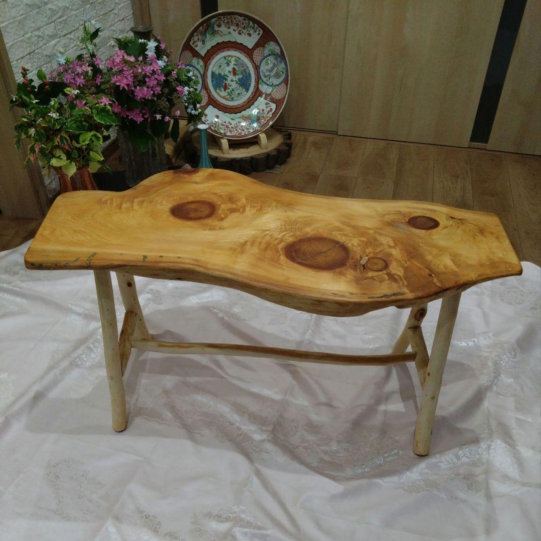 檜のローテーブル⑬値下げ❕樹齢約100年総檜造り耳付テーブル　リビング、ソファー
