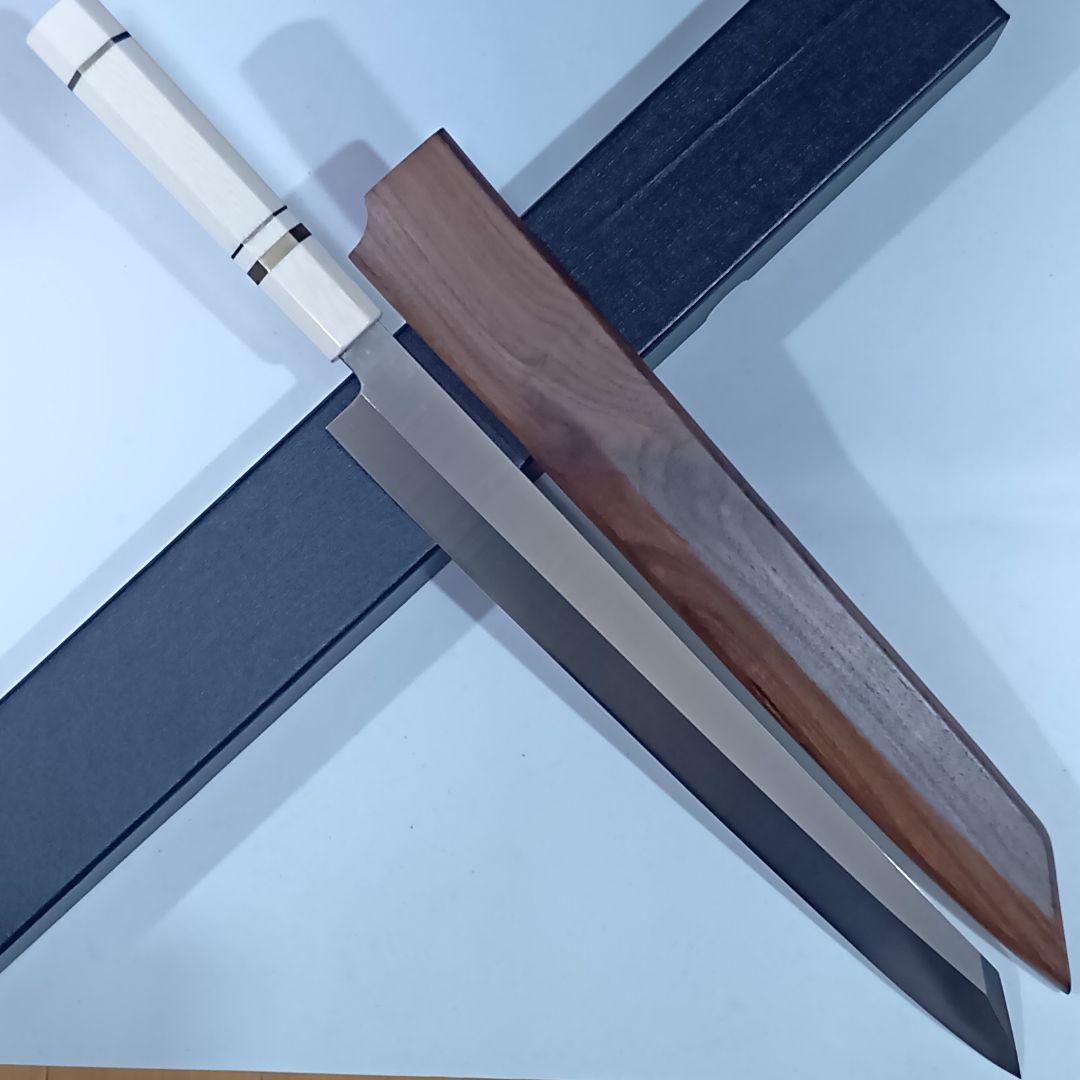 ステン本焼V金10号切付柳刃包丁33cm人工象牙八角柄