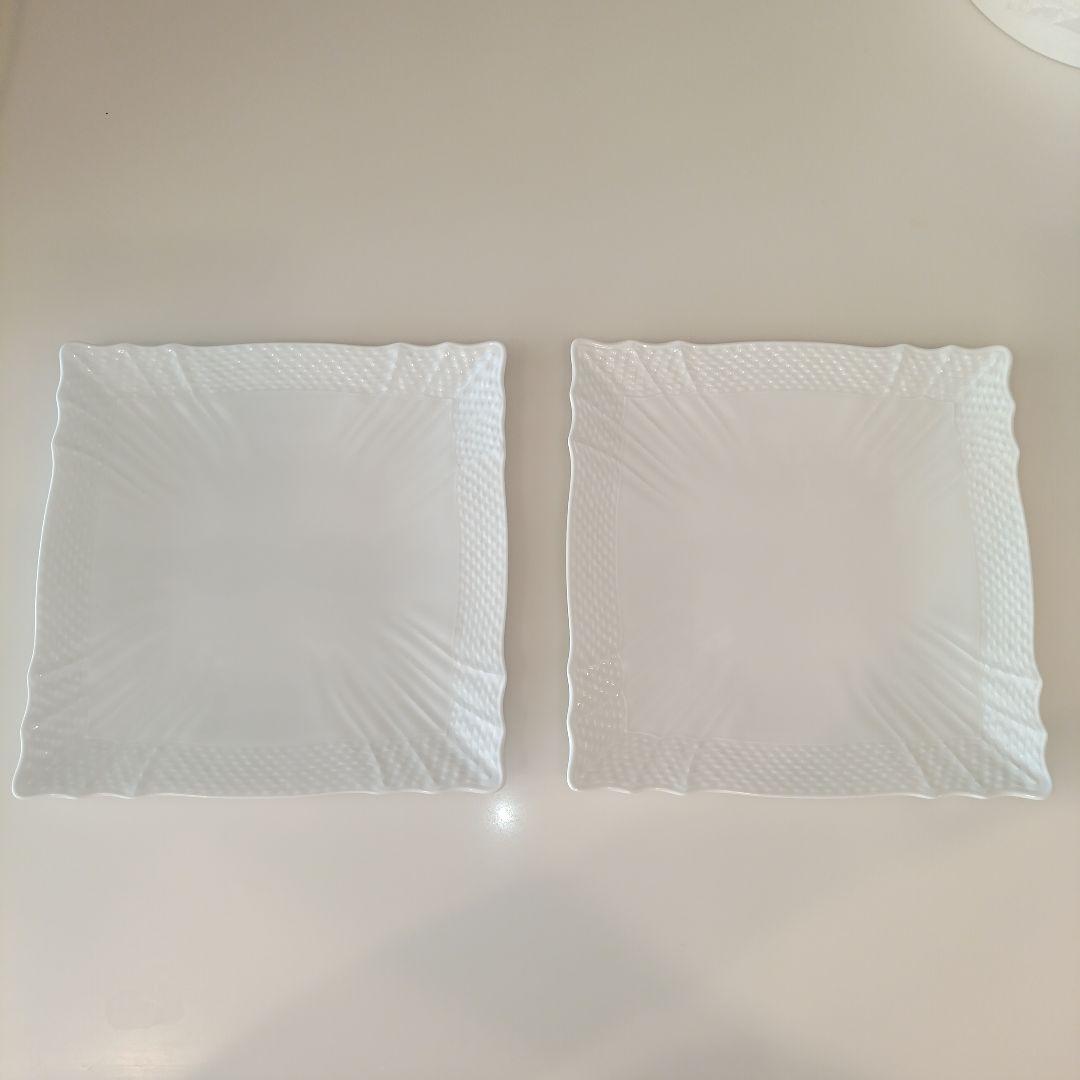 ジノリ ベッキオホワイト22cm スクエア型皿 4枚＋難あり1枚セット