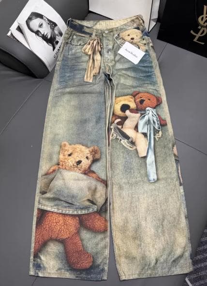✨ Acne Studios くま柄デザイン デニムデザインパンツ／ S