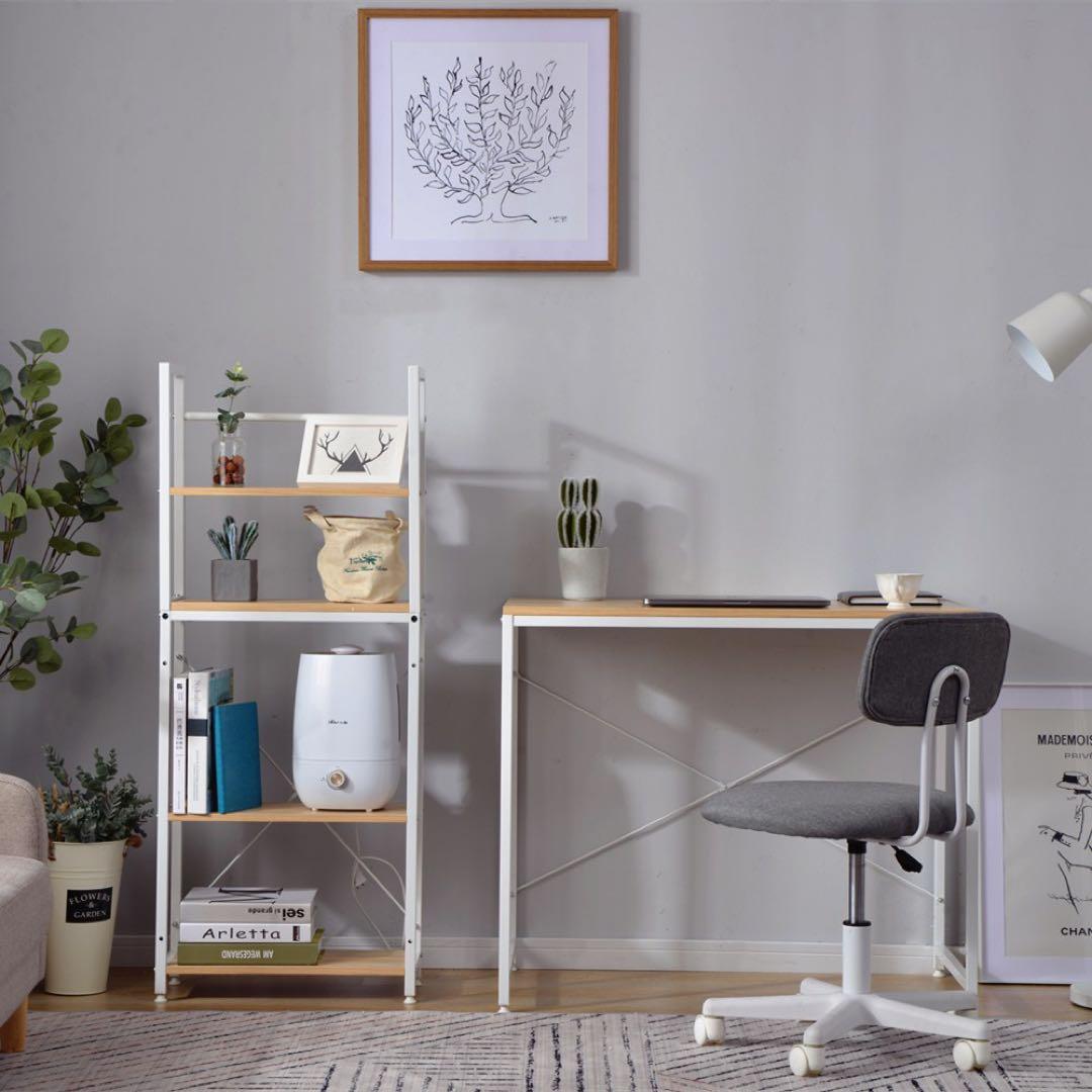 パソコンデスク ラック付き 分体調整可 ワークデスク木製 新品未開封 木色