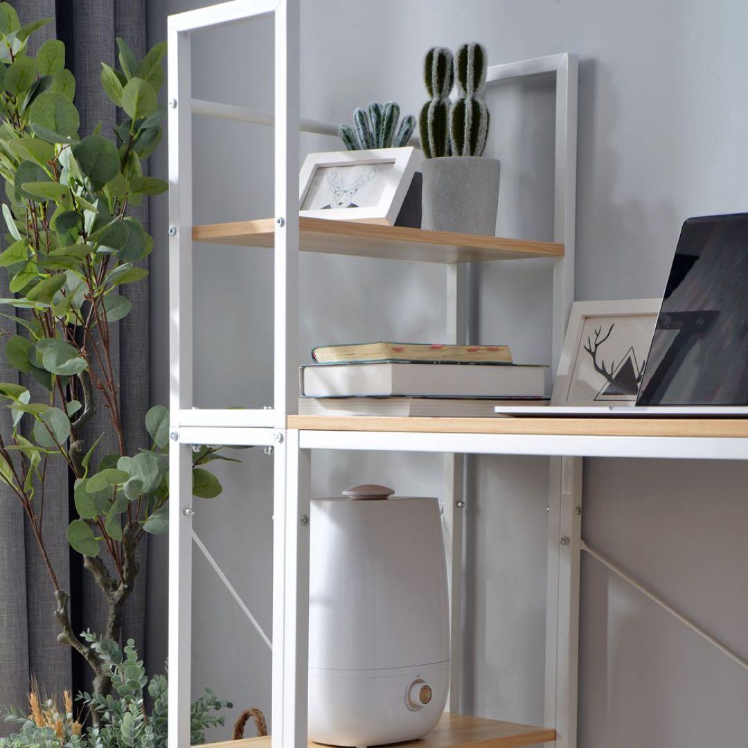 パソコンデスク ラック付き 分体調整可 ワークデスク木製 新品未開封 木色