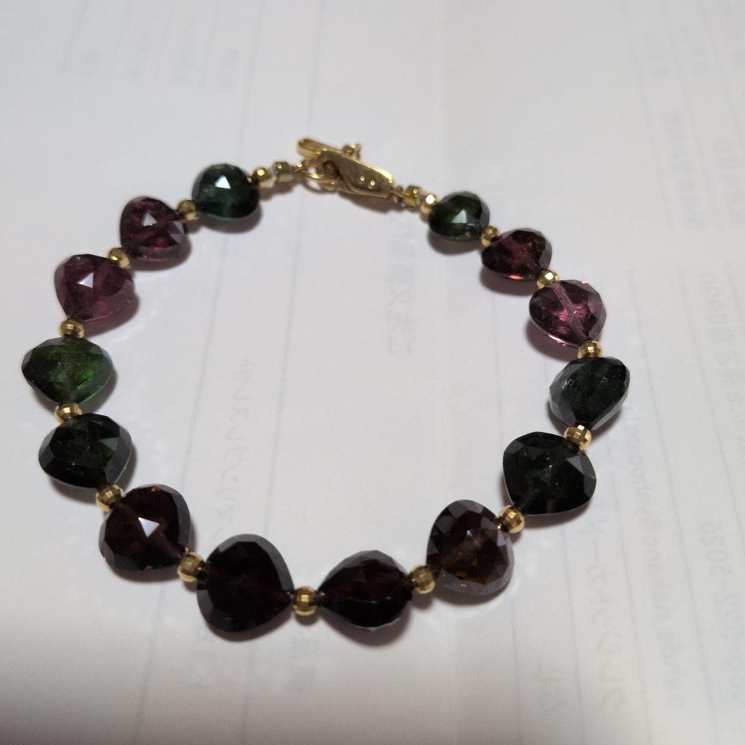 アンブローズ　トルマリン ハート型ビーズ ブレスレット