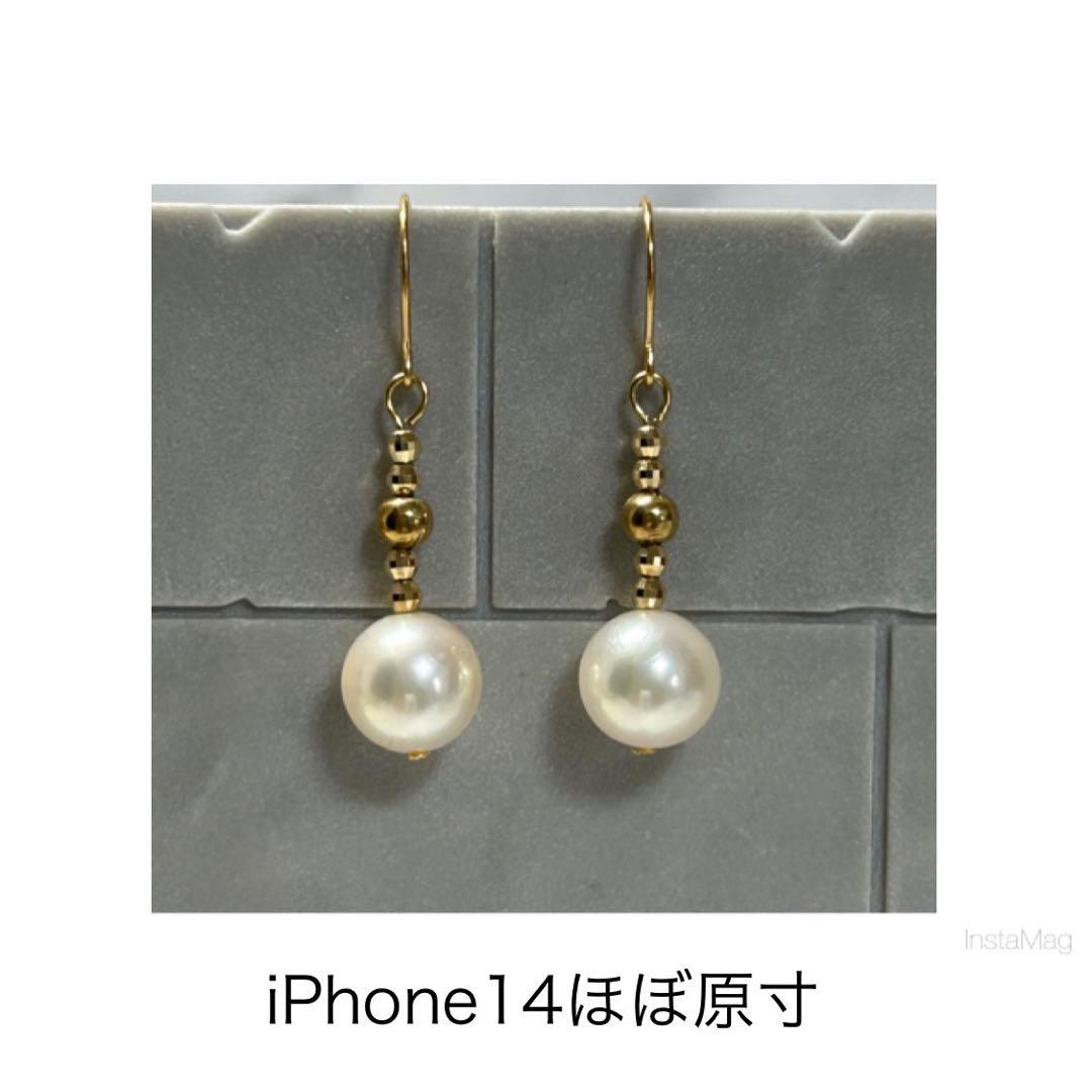 (M0206-3)K18YGアコヤ花珠真珠アメリカンピアス