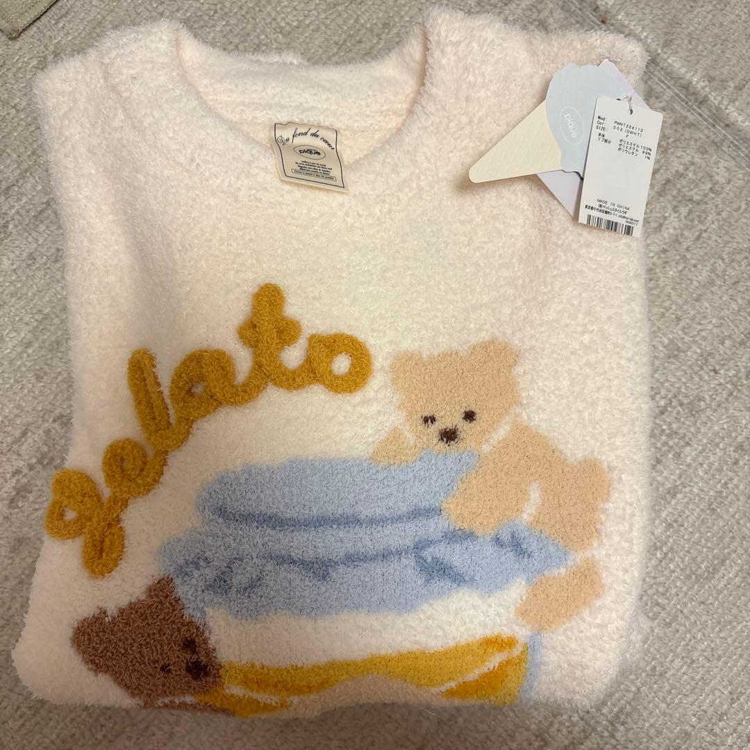 【新品タグ付】ジェラートピケ　ベビモコはちみつベアジャガードプルオーバー