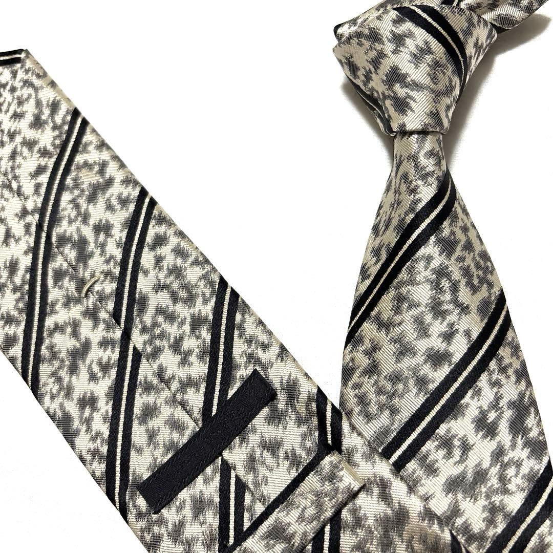 新品　PRADA プラダ　ネクタイ　豹柄　ストライプ　肉厚　箱付