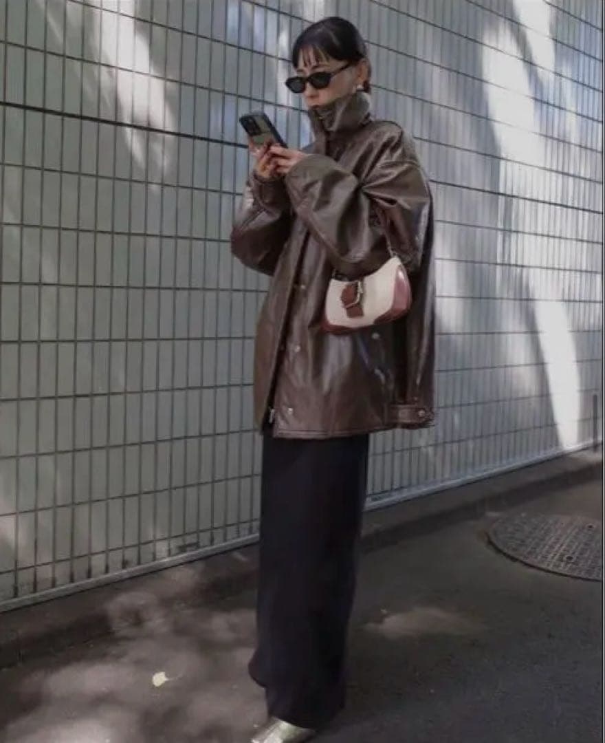 ジャケット・アウター AMERI PASTING LIKE FAKE LEATHER JACKET M