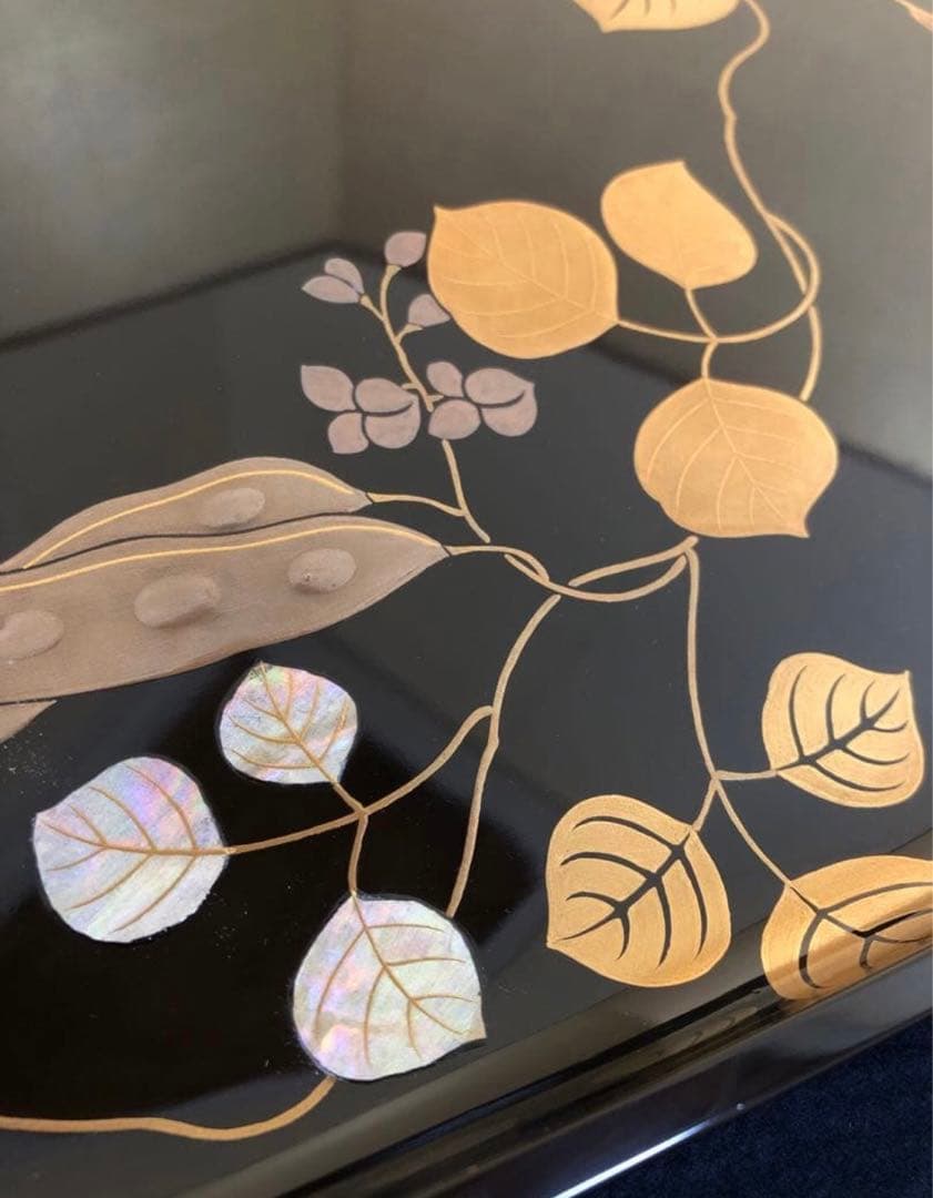 《R》豆蒔絵 螺鈿 蝋色 進物盆 漆匠 鈴木 表朔 共箱 260126く1