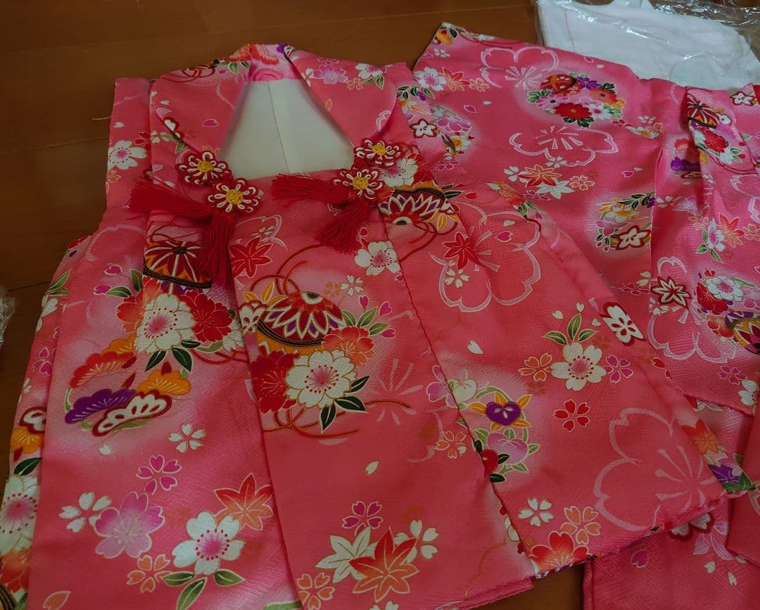 七五三 着物セット 草履 足袋 花柄お祝い着3歳5歳 お正月ひな祭り記念撮影写真