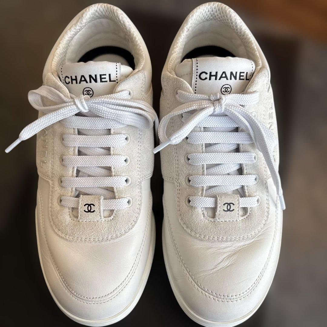 美品☆CHANEL24Cクルーズホワイトスニーカーサイズ35
