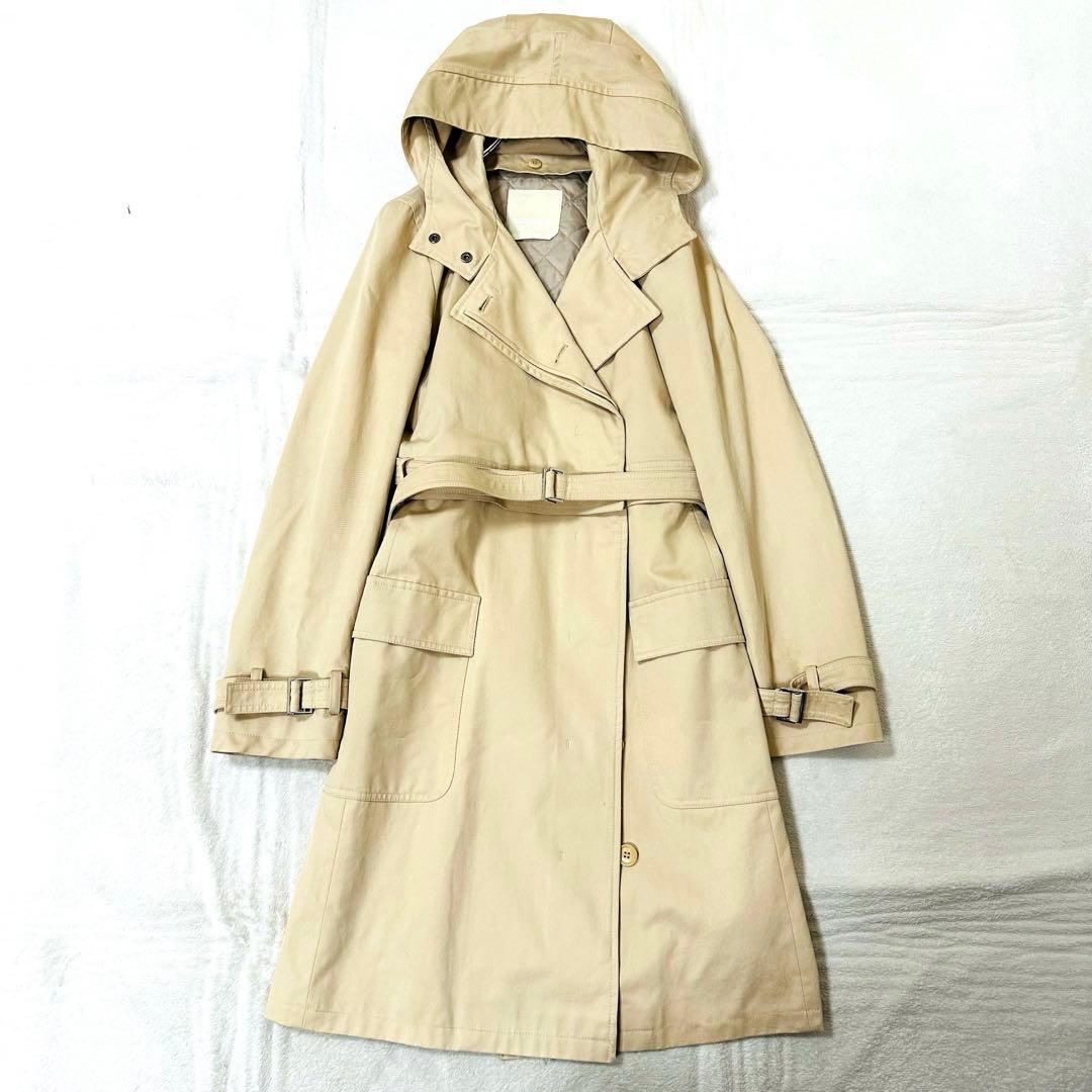 ‘S MaxMara ベージュ キルトライナー トレンチコート フード3way
