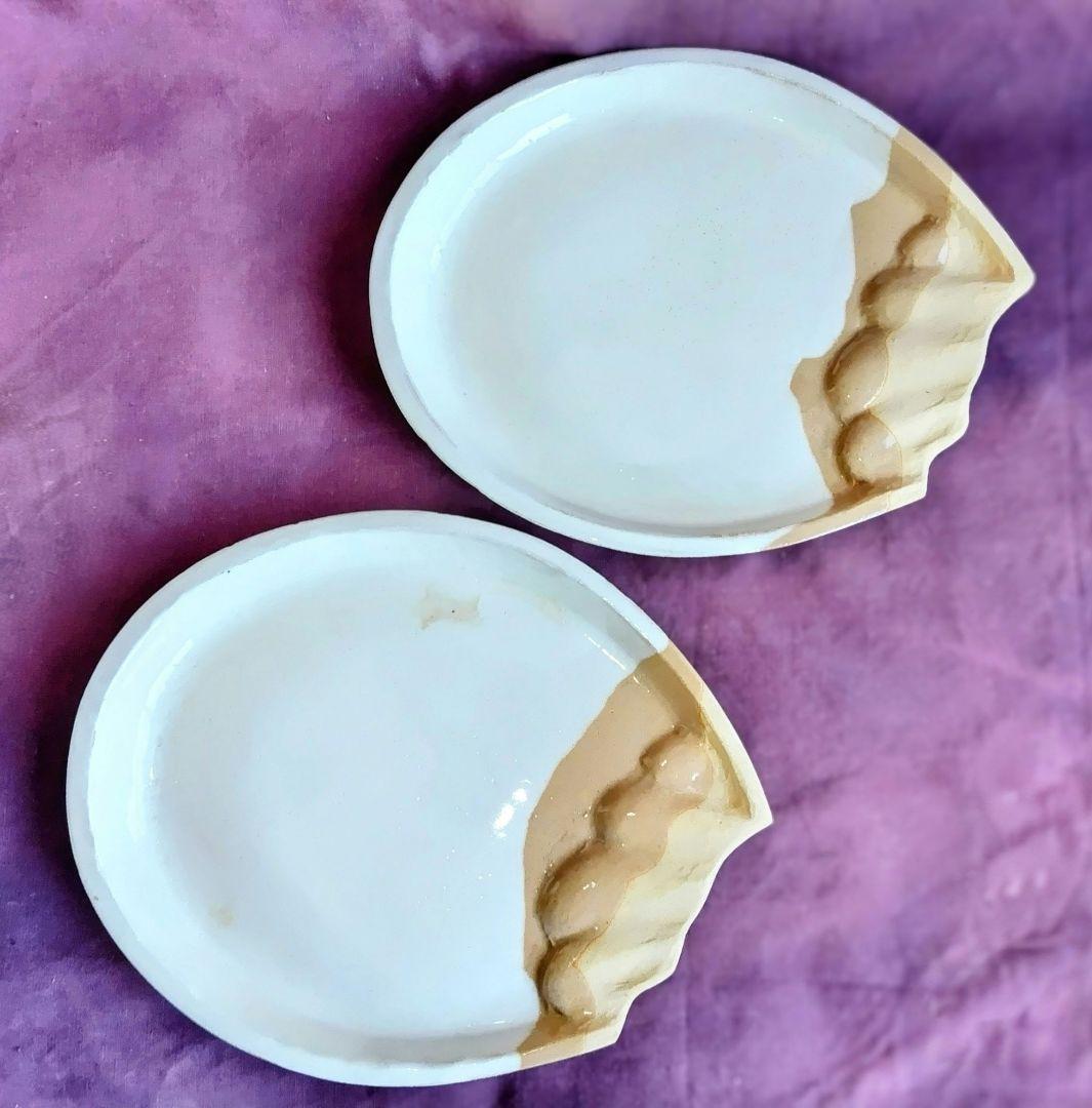 白釉八寸楕円皿 4枚 (未使用 新品同様)