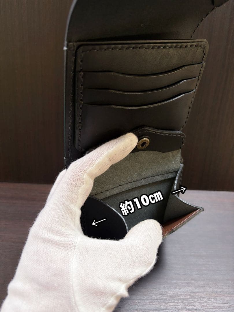 牛ヌメ革　ハンドメイド　折り財布（栃木レザー　＆姫路レザー）メンズ　ライダース