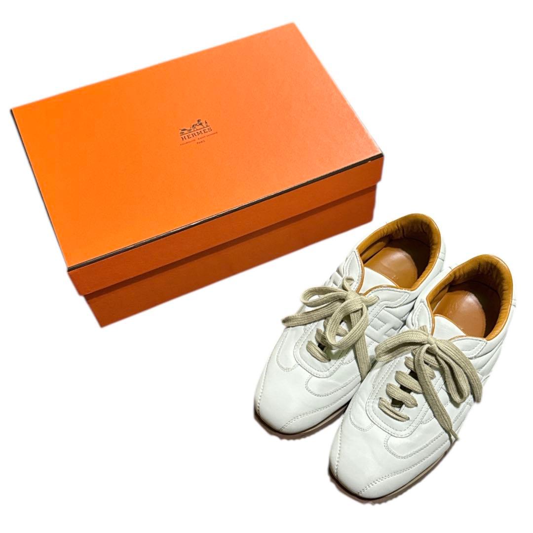 HERMES 36 ほぼ新品　ホワイトレザー スニーカー