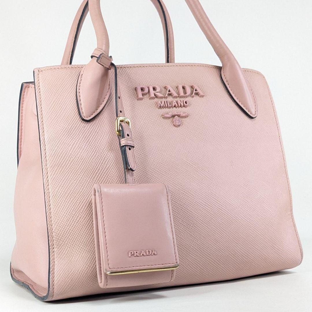 PRADA　プラダ　サフィアーノレザー　ハンドバッグ　トートバッグ　モノクローム