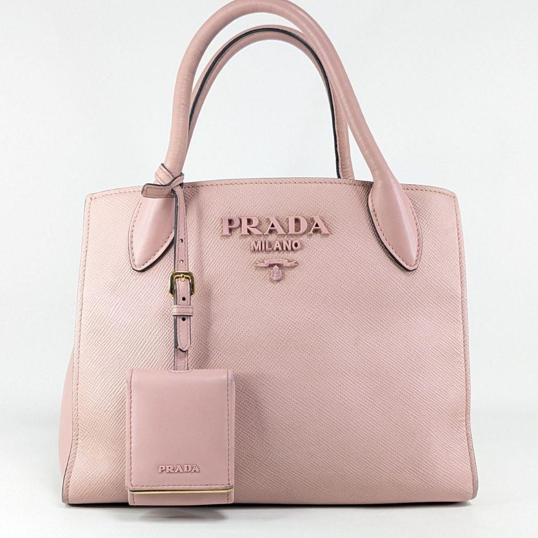 PRADA　プラダ　サフィアーノレザー　ハンドバッグ　トートバッグ　モノクローム