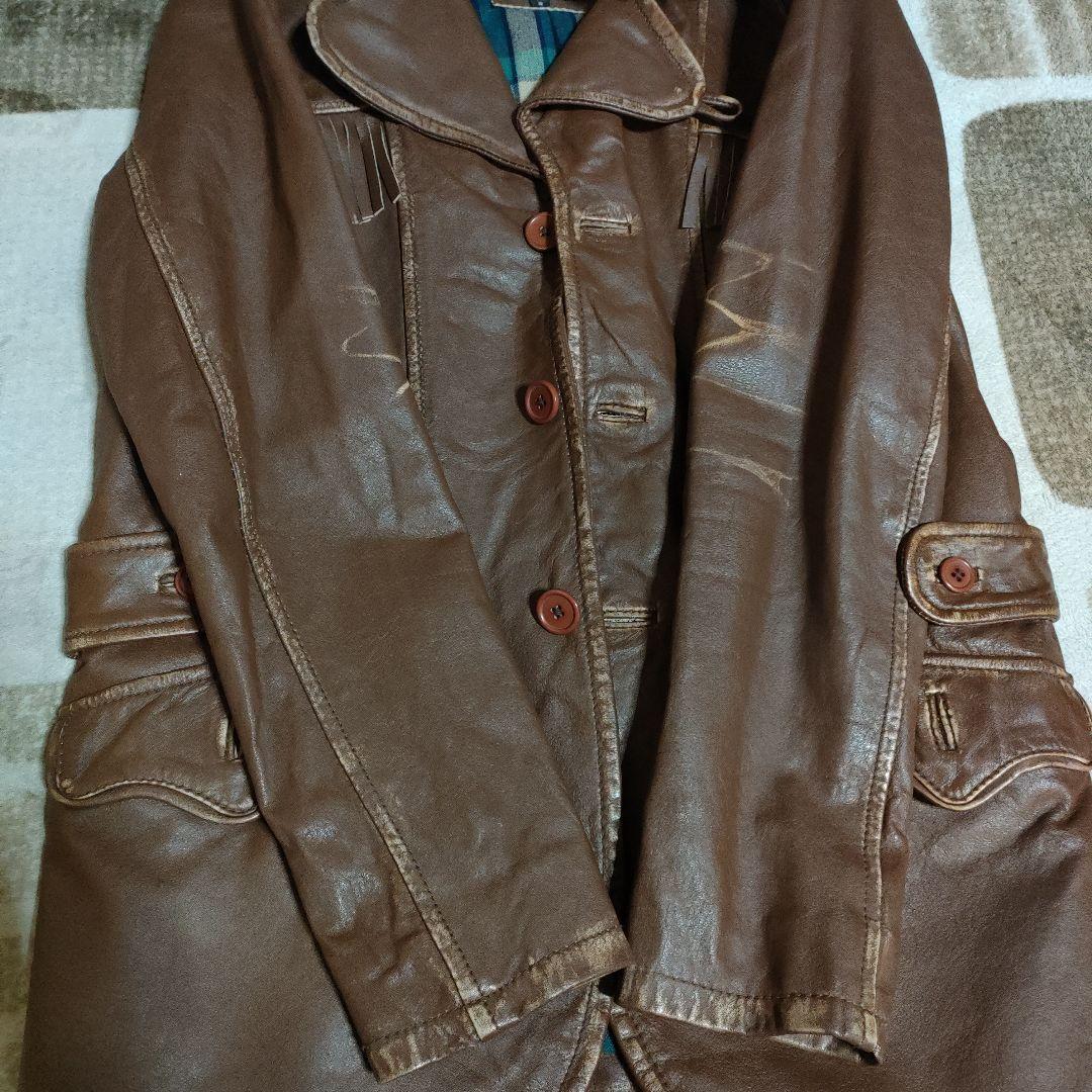 レアSchottボア襟現行タグ フリンジジャケットダメージ加工、交換可