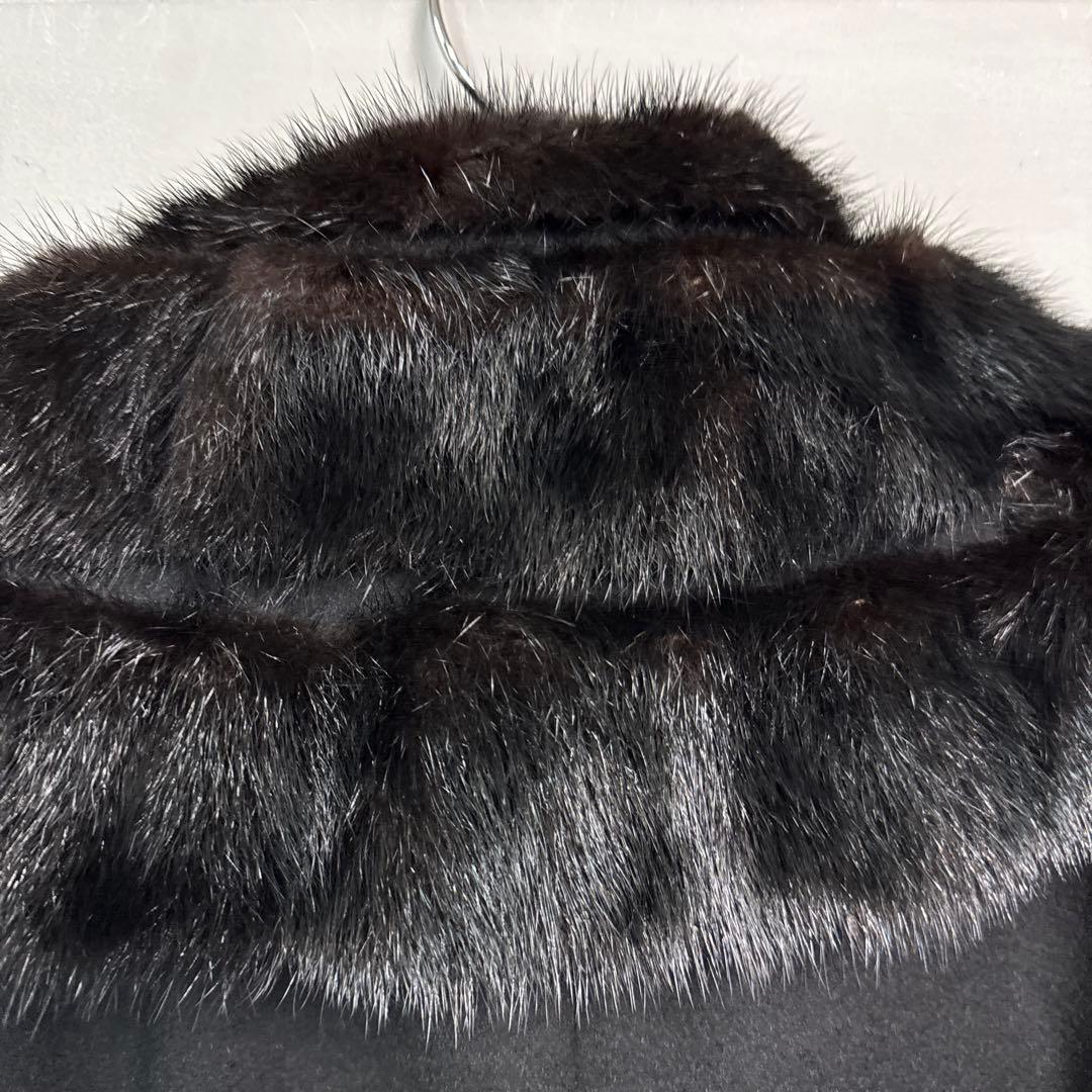 PARIENNE ミンクファーカシミヤコート　9 ブラック　ロングコート　黒