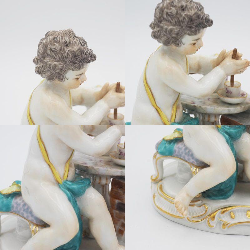 マイセン ホットチョコレートを作る天使 ケンドラー造形 四大元素 火の寓意