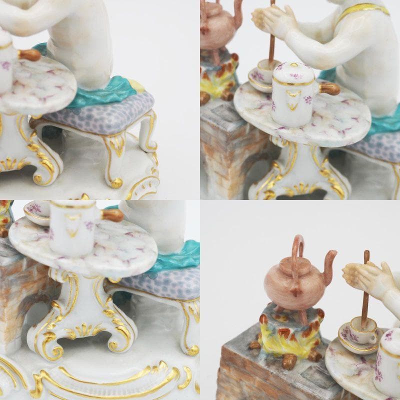 マイセン ホットチョコレートを作る天使 ケンドラー造形 四大元素 火の寓意